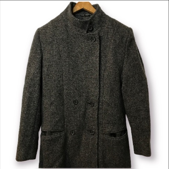 PURE WOOL TWEED COAT DOUBLE BREASTED OVERCOAT INTERNATIONAL SCENE - Picture 2 of 10